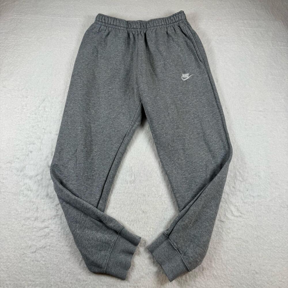 Nike Pants Mens Size M Gray Fleece Jogger Elastic Waist Pockets Casual Athletic